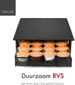 COLLIE - Dolce Gusto Cuphouder - Koffiecups Houder - Koffiecups Houder - Met Lade - 24 Cups - RVS - Matzwart -Café 1057x1200
