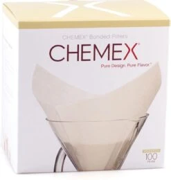 Chemex Filters Vierkant Voorgevouwen Voor Coffeemaker 4- Of 8-Kops - Set-100