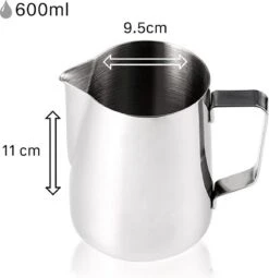 Melkopschuimkan Van Roestvrijstaal (600ml) - Zilver - Melkkannetje RVS - Barista Melkkan -Café 1161x1200