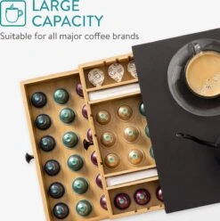 Navaris Bamboe Capsulehouder Met Lades - 33 X 35 X 14 Cm - Koffiecups Houder Voor Max. 72 Cups - Zwart -Café 1193x1200 2