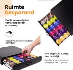 Capsulehouder Met Lade Dolce Gusto - Cups Houder Voor 36 Koffie Capsules - Capsulehouders - Incl. 4 Onderzetters - RVS - Zwart 12 Capsulehouder Met Lade Dolce Gusto - Cups Houder Voor 36 Koffie Capsules - Capsulehouders - Incl. 4 Onderzetters - RVS - Zwart -Café 1200x1142 4