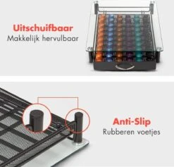 KitchenBrothers Capsulehouder - Met Lade - Nespresso - 60 Cups - Glas - RVS/Zwart -Café 1200x1153 2