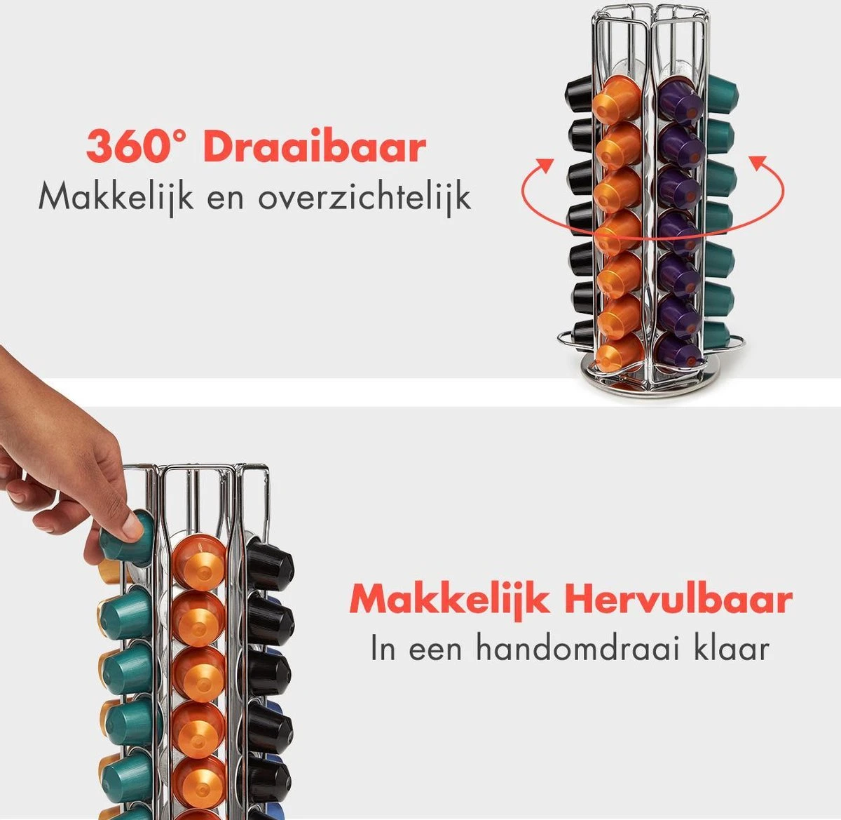 KitchenBrothers Capsulehouder - Nespresso - 42 Cups - Draaibaar - RVS 7 KitchenBrothers Capsulehouder - Nespresso - 42 Cups - Draaibaar - RVS - Afbeelding 5