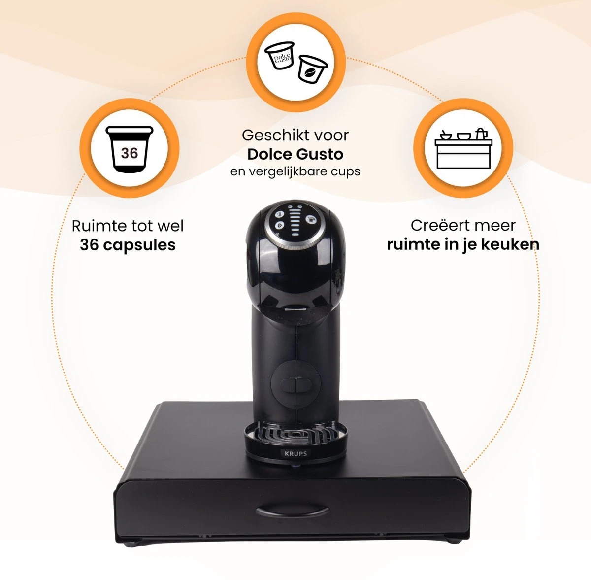 Capsulehouder Met Lade Dolce Gusto - Cups Houder Voor 36 Koffie Capsules - Capsulehouders - Incl. 4 Onderzetters - RVS - Zwart 8 Capsulehouder Met Lade Dolce Gusto - Cups Houder Voor 36 Koffie Capsules - Capsulehouders - Incl. 4 Onderzetters - RVS - Zwart - Afbeelding 6