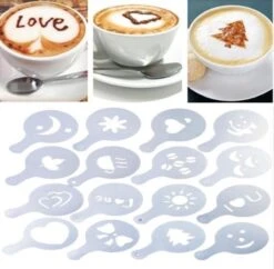 Merkloos Cappuccino Sjabloon - Herbruikbaar Barista Set - Cacao Sjablonen - 16 Stuks