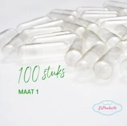 Lege Capsules 100 Stuks Maat 1 | Gelatine | Maak Je Eigen Health Pillen | Medicatie Doseren | Leeg Capsule