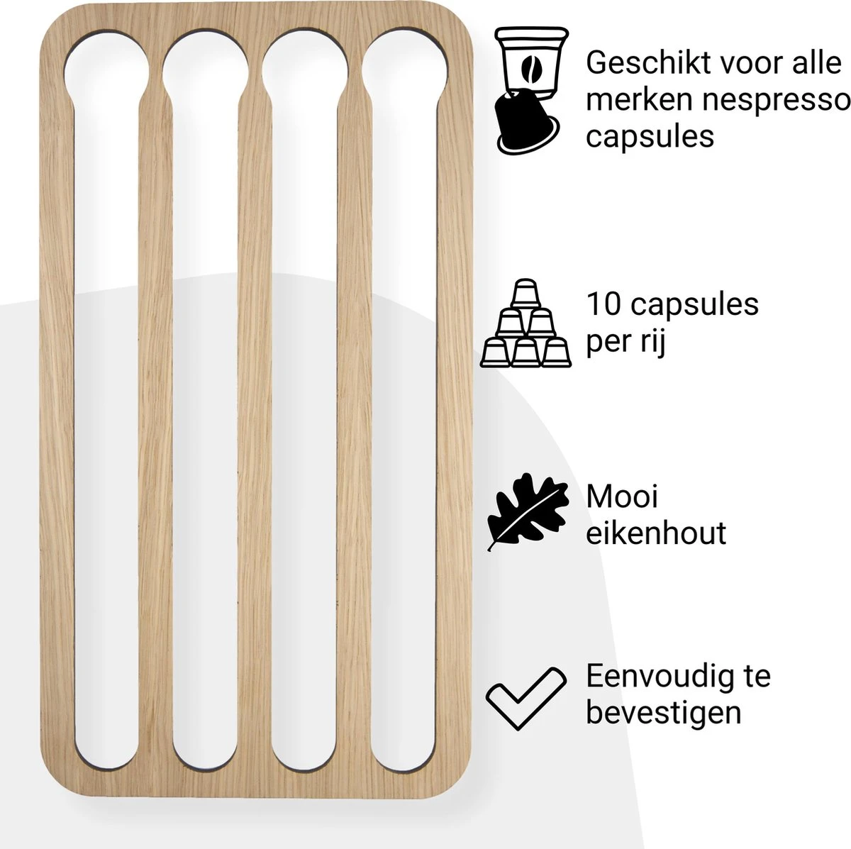 Jooba Capsulehouder Nespresso - Koffiecups Houder - Wandhouder - Hout - 40 Capsules - Cuphouder 4 Jooba Capsulehouder Nespresso - Koffiecups Houder - Wandhouder - Hout - 40 Capsules - Cuphouder - Afbeelding 2