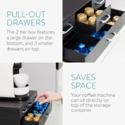 Navaris Capsulehouder Met 4 Lades - Compatibel Met Nespresso En Meer Merken - Houder Voor Koffiecups - Organizer Voor Cups En Accessoires -Café 1200x1200 350