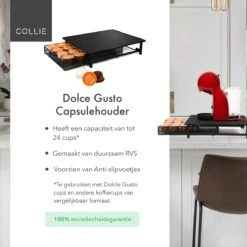 COLLIE - Dolce Gusto Cuphouder - Koffiecups Houder - Koffiecups Houder - Met Lade - 24 Cups - RVS - Matzwart -Café 1200x1200 358
