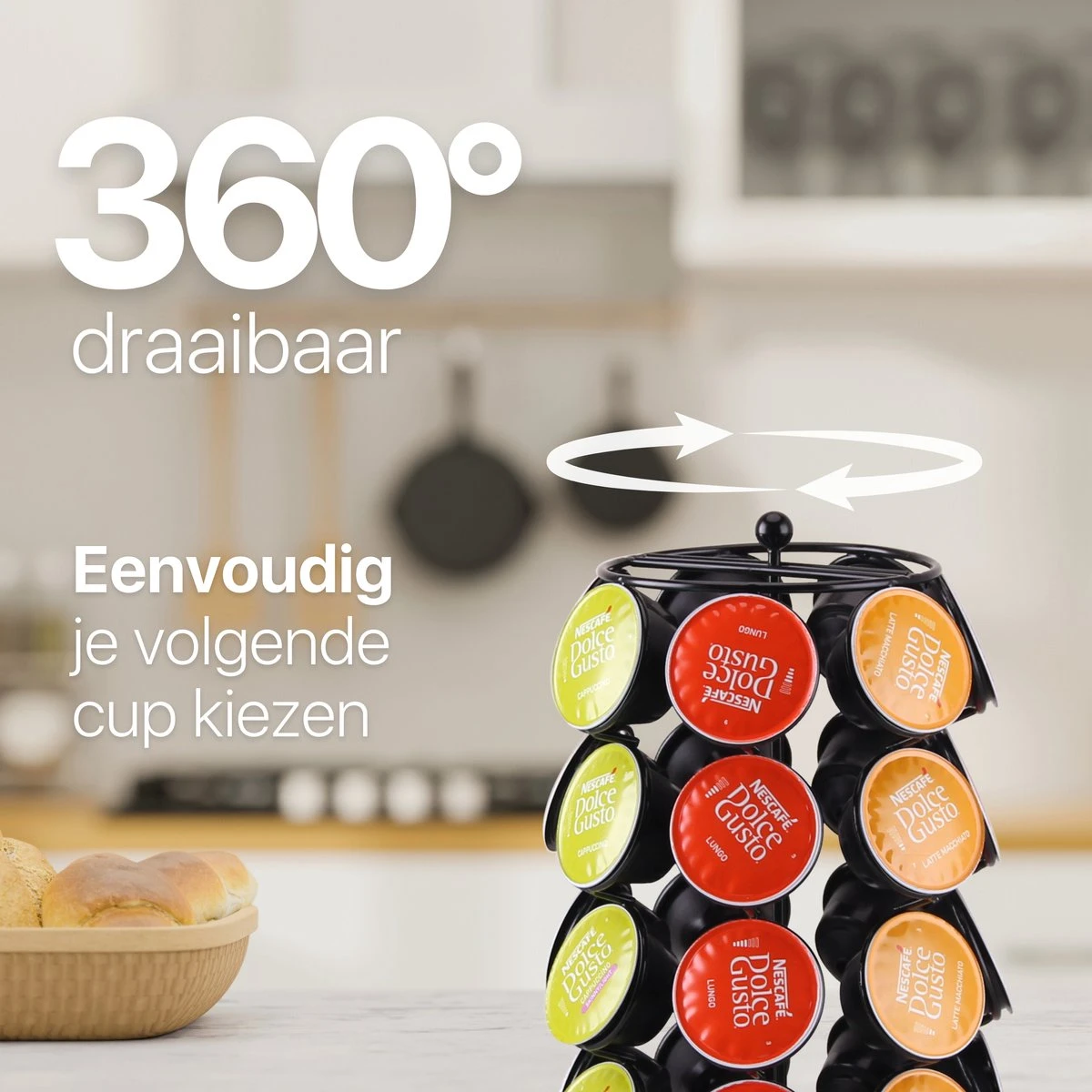 Capsulehouder - Capsulehouders Dolce Gusto - 35 Cups - Draaibaar - Koffiecups Houder - Zwart 4 Capsulehouder - Capsulehouders Dolce Gusto - 35 Cups - Draaibaar - Koffiecups Houder - Zwart - Afbeelding 2