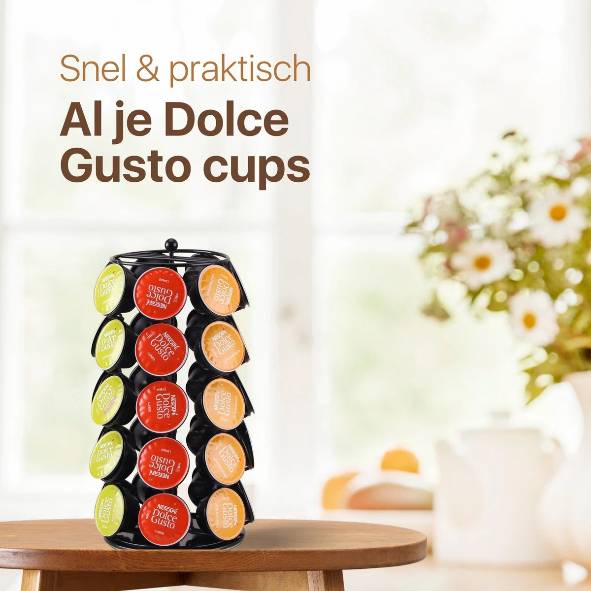 Capsulehouder - Capsulehouders Dolce Gusto - 35 Cups - Draaibaar - Koffiecups Houder - Zwart 9 Capsulehouder - Capsulehouders Dolce Gusto - 35 Cups - Draaibaar - Koffiecups Houder - Zwart - Afbeelding 7