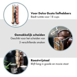 QUVIO Capsulehouders Geschikt Voor 18 Dolce Gusto Capsules – Koffie Capsule Standaard – Koffiepadhouder – Capsule Houder – Koffie Houder – Espresso – Pad Organizer - Chroom - 12 X 12 X 32,5 Cm (lxbxh) – RVS - Zilver 14 QUVIO Capsulehouders Geschikt Voor 18 Dolce Gusto Capsules – Koffie Capsule Standaard – Koffiepadhouder – Capsule Houder – Koffie Houder – Espresso – Pad Organizer - Chroom - 12 X 12 X 32,5 Cm (lxbxh) – RVS - Zilver -Café 1200x1200 475