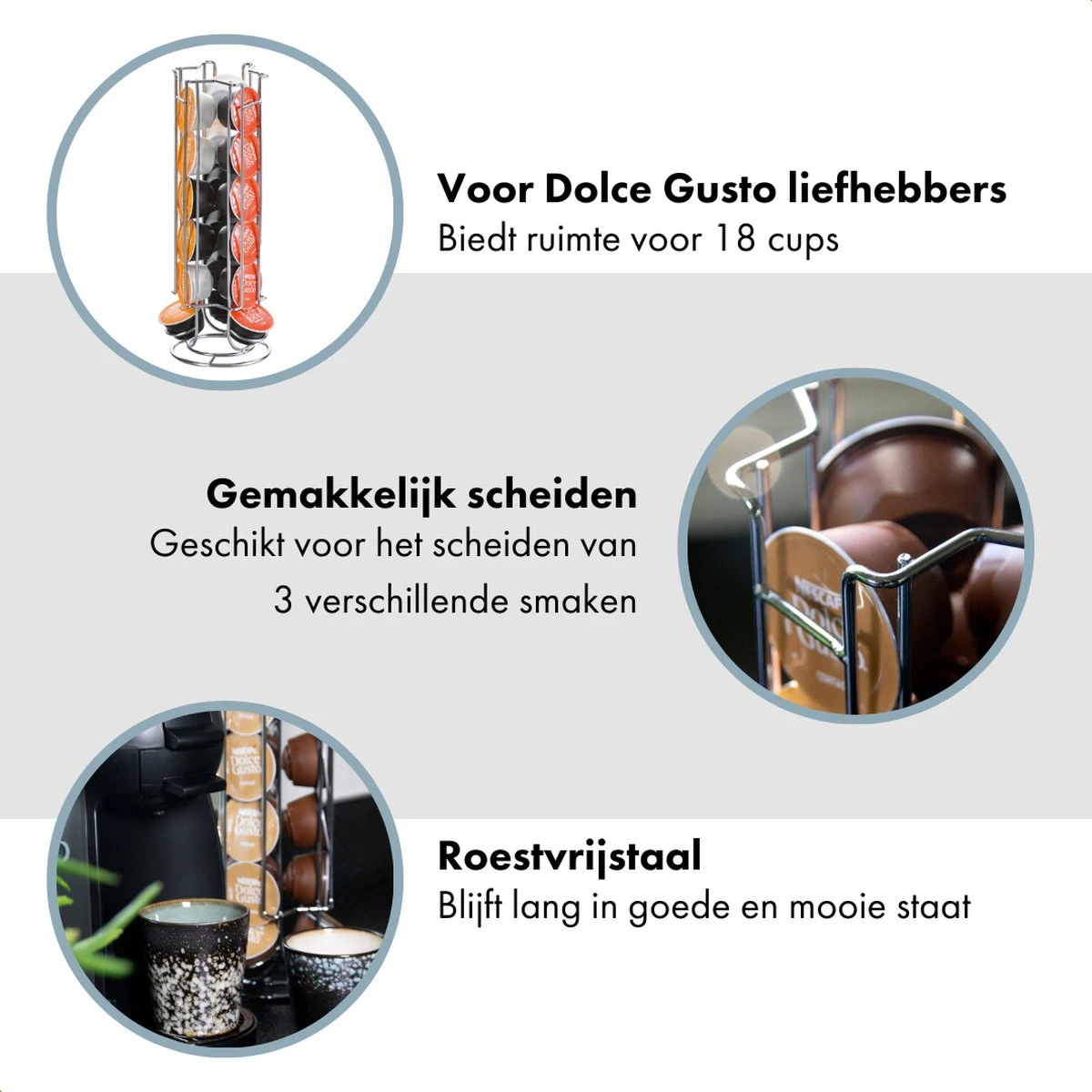 QUVIO Capsulehouders Geschikt Voor 18 Dolce Gusto Capsules – Koffie Capsule Standaard – Koffiepadhouder – Capsule Houder – Koffie Houder – Espresso – Pad Organizer - Chroom - 12 X 12 X 32,5 Cm (lxbxh) – RVS - Zilver 6 QUVIO Capsulehouders Geschikt Voor 18 Dolce Gusto Capsules – Koffie Capsule Standaard – Koffiepadhouder – Capsule Houder – Koffie Houder – Espresso – Pad Organizer - Chroom - 12 X 12 X 32,5 Cm (lxbxh) – RVS - Zilver - Afbeelding 4