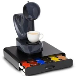 KitchenBrothers Capsulehouder - Met Lade - Dolce Gusto - 36 Capsules - RVS - Zwart