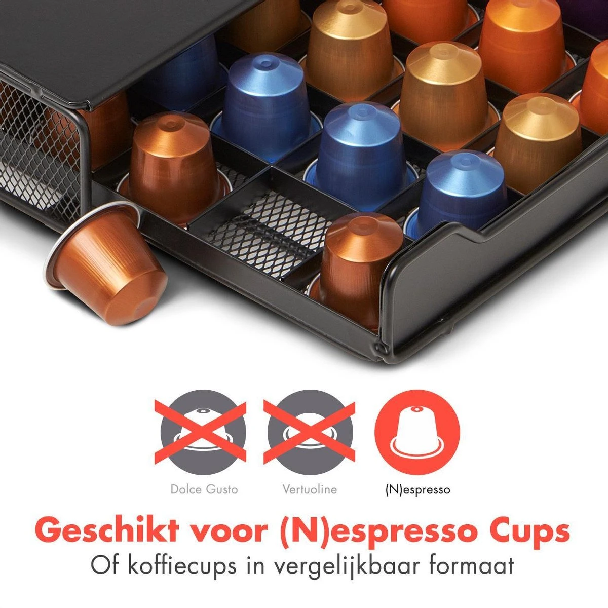 KitchenBrothers Capsulehouder - Met Lade - Nespresso - 60 Cups - Zwart 4 KitchenBrothers Capsulehouder - Met Lade - Nespresso - 60 Cups - Zwart - Afbeelding 2