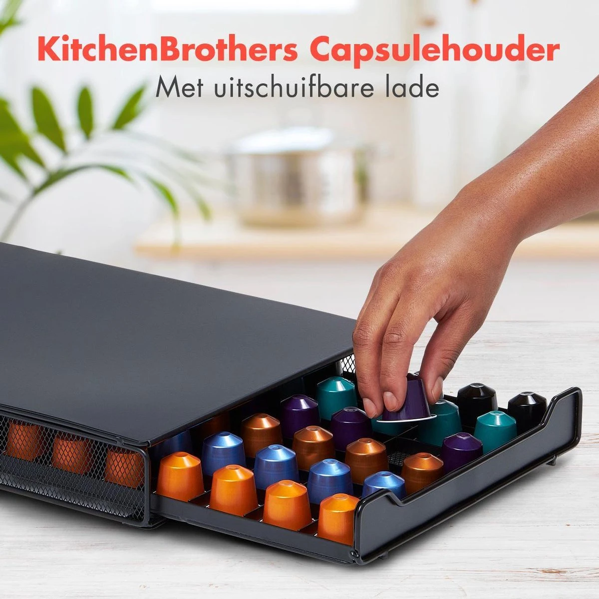 KitchenBrothers Capsulehouder - Met Lade - Nespresso - 60 Cups - Zwart 7 KitchenBrothers Capsulehouder - Met Lade - Nespresso - 60 Cups - Zwart - Afbeelding 5