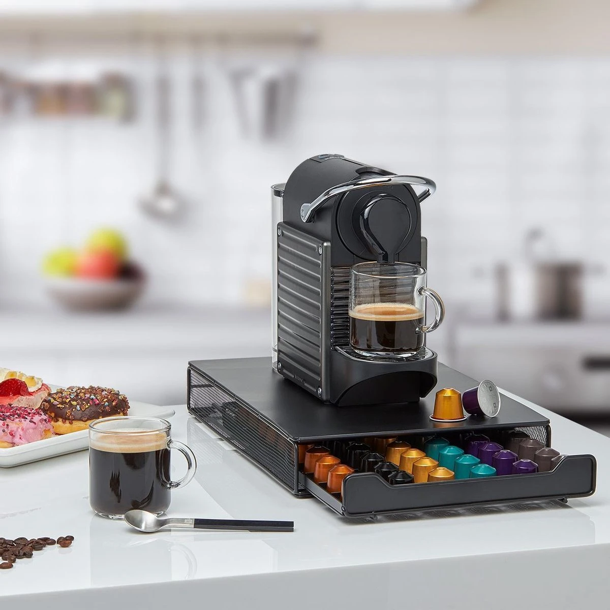 KitchenBrothers Capsulehouder - Met Lade - Nespresso - 60 Cups - Zwart 9 KitchenBrothers Capsulehouder - Met Lade - Nespresso - 60 Cups - Zwart - Afbeelding 7