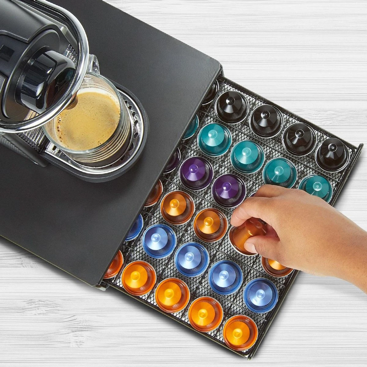 KitchenBrothers Capsulehouder - Met Lade - Nespresso - 60 Cups - Zwart 10 KitchenBrothers Capsulehouder - Met Lade - Nespresso - 60 Cups - Zwart - Afbeelding 8