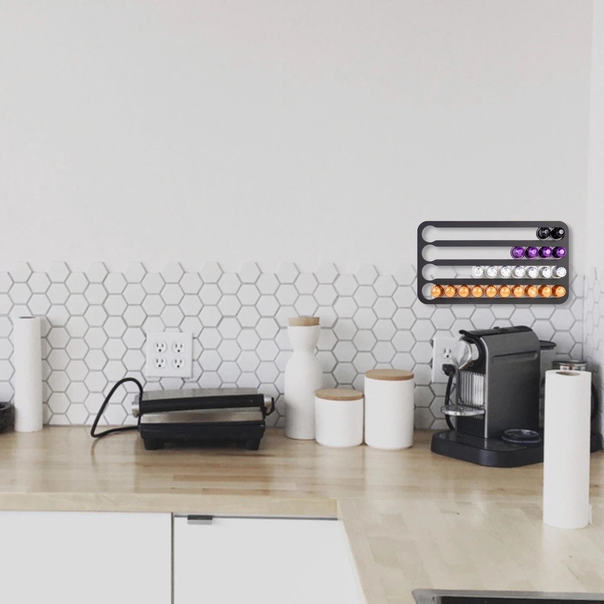 Jooba Capsulehouder Nespresso - Koffiecups Houder - Wandhouder - Mat Zwart- 40 Capsules - Cuphouder 10 Jooba Capsulehouder Nespresso - Koffiecups Houder - Wandhouder - Mat Zwart- 40 Capsules - Cuphouder - Afbeelding 8