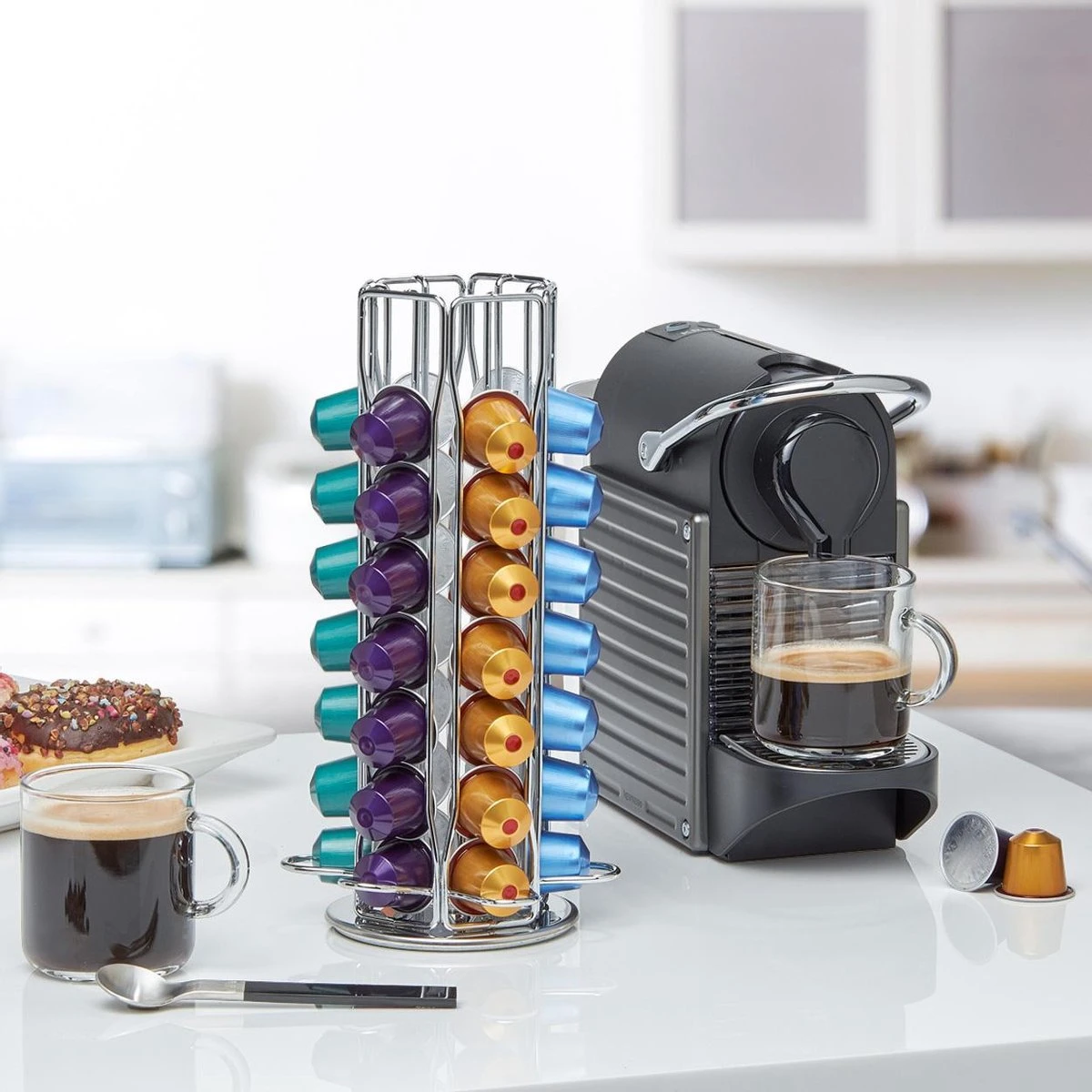 KitchenBrothers Capsulehouder - Nespresso - 42 Cups - Draaibaar - RVS 10 KitchenBrothers Capsulehouder - Nespresso - 42 Cups - Draaibaar - RVS - Afbeelding 8