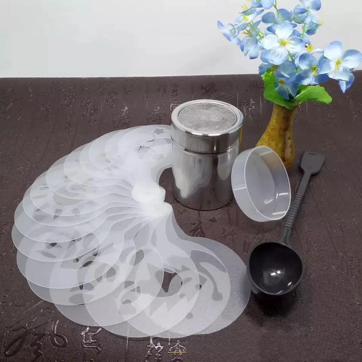 SVH Company RVS Cappuccino Set Cacao Strooier Koffie Sjablonen Barista Tools - 18 Delig 5 SVH Company RVS Cappuccino Set Cacao Strooier Koffie Sjablonen Barista Tools - 18 Delig - Afbeelding 3