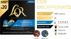 L'OR Espresso Decaffeinato (6) - 10 X 20 Koffiecups -Café 1200x656 1