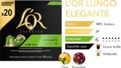 L'OR Lungo Elegante Koffiecups - Intensiteit 6/12 - 10 X 20 Capsules -Café 1200x677