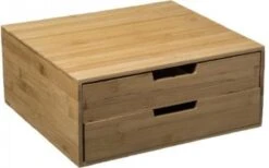 Capsulehouder Bamboe- 2 Lades - Theedoos - Opbergbox - Bureau Organizer - Koffie Capsule Houder - Koffiepads - Koffiezetapparaat Stand Met Lade- Koffiecups Houder - Dolce Gusto - Vertuo - L’Or