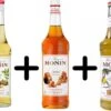 Monin Koffiesiroop VOORDEELPACK Vanille 25cl + Hazelnut 25cl + Caramel 25cl Set 3 Flessen -Café 1200x926
