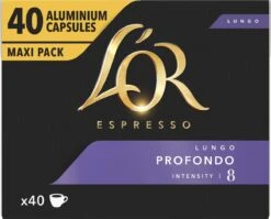 L'OR Lungo Profondo Koffiecups - Intensiteit 8/12 - 4 X 40 Capsules -Café 1200x966 1