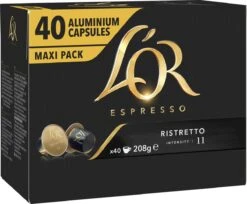 L'OR Espresso Ristretto Koffiecups - Intensiteit 11/12 - 4 X 40 Capsules -Café 1200x989
