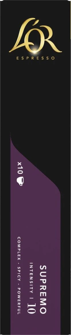 L'OR Espresso Supremo Koffiecups - Intensiteit 10/12 - 10 X 10 Capsules -Café 255x1200 1