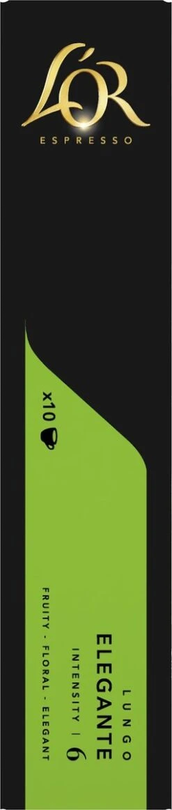 L'OR Lungo Elegante Koffiecups - Intensiteit 6/12 - 10 X 10 Capsules -Café 255x1200