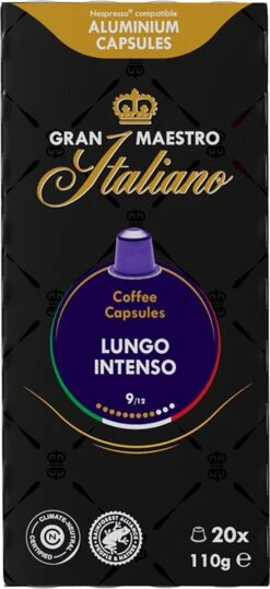Gran Maestro Italiano - Lungo Intenso - Koffiecups - Nespresso Compatibel Capsules - Krachtige Smaak - 6 X 20 Cups -Café 550x1200