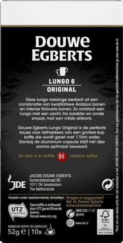 Douwe Egberts Lungo Original Koffiecups - Intensiteit 6/12 - 10 X 10 Capsules -Café 607x1200 6