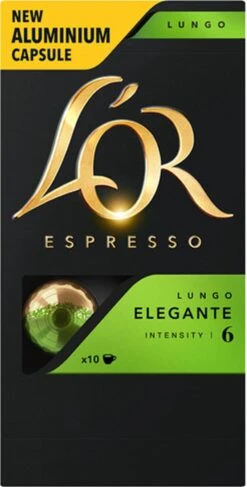 L'OR Lungo Elegante Koffiecups - Intensiteit 6/12 - 10 X 10 Capsules -Café 609x1200