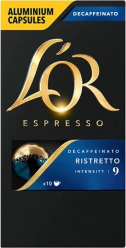 L'OR Espresso Ristretto Decaffeinato - Intensiteit 9/12 - 10 X 10 Capsules -Café 611x1200