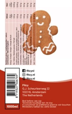 Fitcy | Koffiesiroop | Gingerbread | Barista Syrup | Zero | Vegan | Vetvrij | Suikervrij | Keto-vriendelijk | Koffie | Siroop | MET DOSEERPOMP | 1L -Café 759x1200