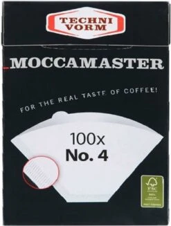 Moccamaster Filters - Koffiefilters - Wit - Nr. 4 - 100 Stuks -Café 907x1200