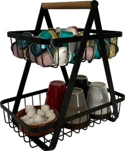 Chefs Cuisine Capsulehouder - Capsulehouder Nespresso - Capsulehouder Dolce Gusto - Opbergmand - Aanrecht Organizer – Zwart Roestvrij Staal